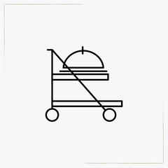 food service trolley line icon