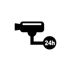 Surveillance camera (CCTV). Warning vector icon.