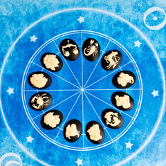 all astrology signs of the zodiac on a blue horoscope 