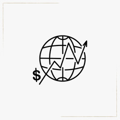 dollar currency raise line icon