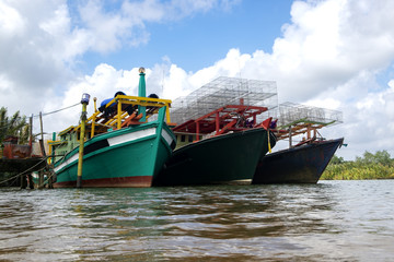 Fisherman boat moored at port located in Terengganu, Malaysia