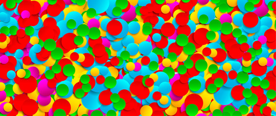 Multicolored festive paper confetti background. Vector illustration for decoration of holidays, postcards, posters, websites, carnivals, birthday parties.