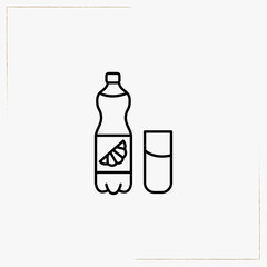 soft drinks bottle with glass line icon