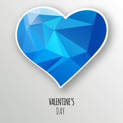 Vector crystal heart isolated on white background.