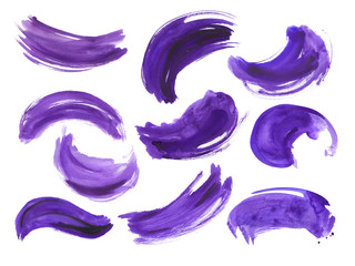 A collection of brush strokes with a dry brush for your creativity. Purple, lavender, eggplant colors. High quality.