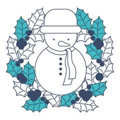 christmas crown wreath with snowman vector illustration design