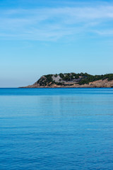The coast on a blue day in Ibiza