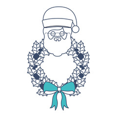 christmas crown wreath with santa claus character vector illustration design