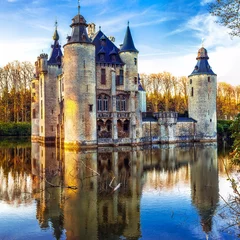 Foto auf Leinwand Castles of Belgium - mysterious fairytale Vorselaar castle © Freesurf