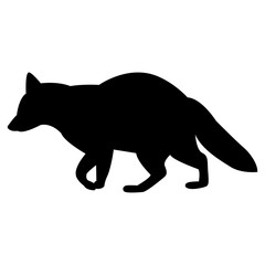 Vector image of silhouette of a raccoon on a white background