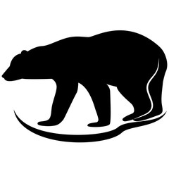 Vector image of a white bear silhouette on a white background