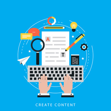 Web content strategy process, digital content, website content creation and testing flat vector illustration design for web banners and apps