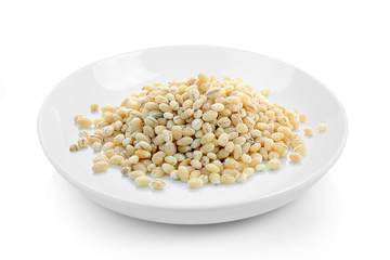 job's tears in plate on white background