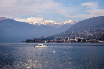 View of Lago d'Orta, Piedmont, Italy