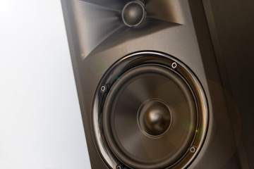 Elegant powerfull studio monitor – Black speaker closeup
