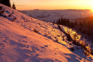 Sunrise in the winter Carpathians