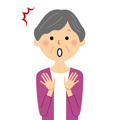 シニア女性　おばあちゃん　驚く