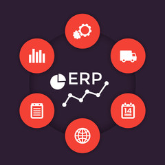 ERP software vector icons