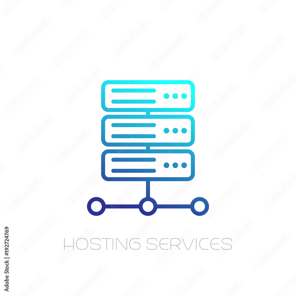 Sticker server, hosting services line icon on white