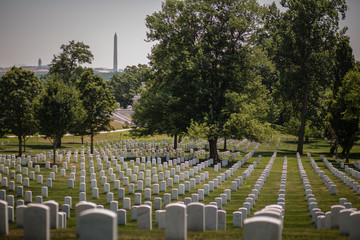 Arlington Cemetery on a hot summer day, Washington, DC, USA