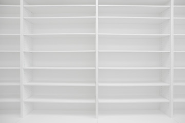 empty white shelves