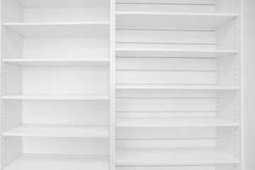 empty white shelves