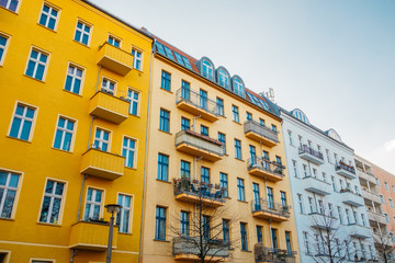 orange and yellow houses in a row at germany