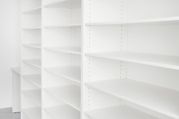 empty white shelves