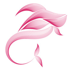 Patterned abstract pink whale, fish