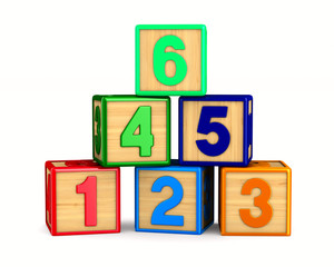 block with number on white background. Isolated 3D illustration