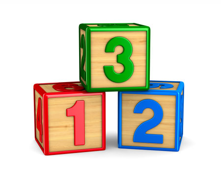 block with number on white background. Isolated 3D illustration