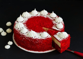 Cheesecake red velvet. Selective focus.