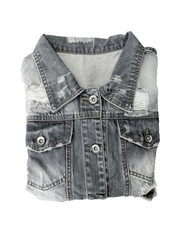 Jacket jean folded isolated on white background. Top view.
