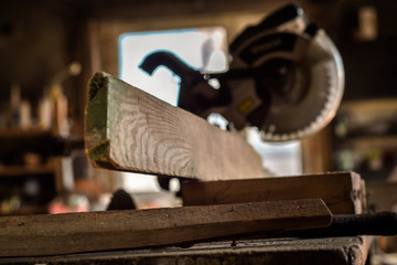 board cut on the table in the woodworking shop