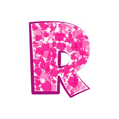 English pink letter R on a white background. Vector illustration.