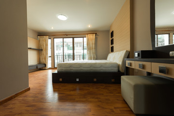 Pillow on bed decoration interior of hotel room