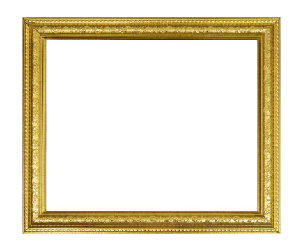 gold picture frame isolated.