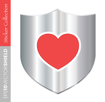Metal Shield Icon - Heart