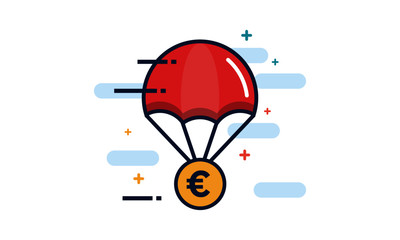Parachute with Euro Coin Delivery Concept