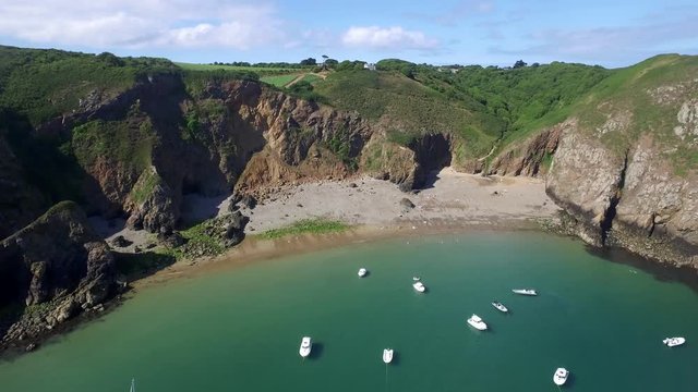 Fly above Sark the crown jewel of the Channel Islands, United Kingdom ( aerial footage )