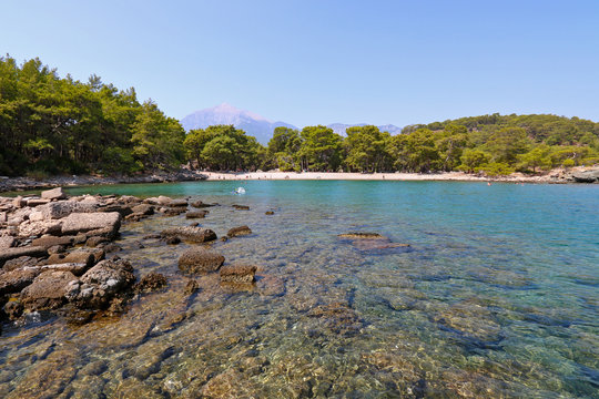 Phaselis Beach in Antalya, Turkey.