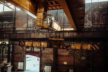 interior of an old abandoned steel factory in western Europe