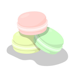 Set of colorful Macarons. Vector on white background.