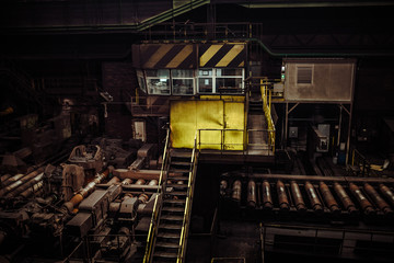 interior of an old abandoned steel factory in western Europe