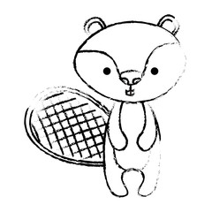 cute beaver woodland character vector illustration design