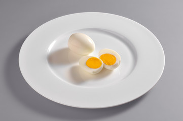 Round dish with hard-boiled eggs