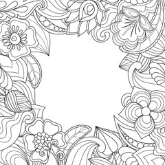 The  Background with drawn  flowers and plants for decoration