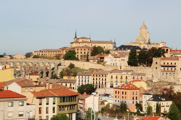 Fototapeta na wymiar View to the center of Segovia, Spain 
