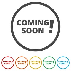 Coming Soon icon, sign, 6 Colors Included