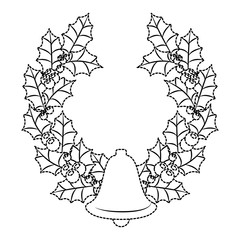 christmas crown wreath with bell vector illustration design